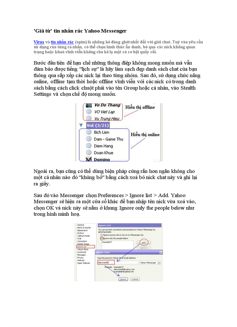 Giã từ tin nhắn rác Yahoo Messenger