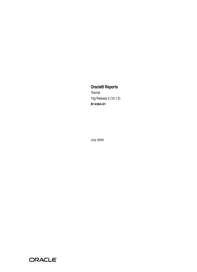 Oracle Reports Tutorial 10g phiên 1