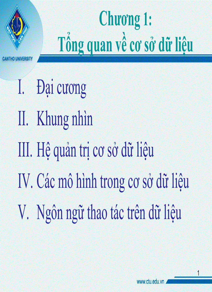 Giáo trình cơ sở dữ liệu ĐH Cần Thơ Chương 1