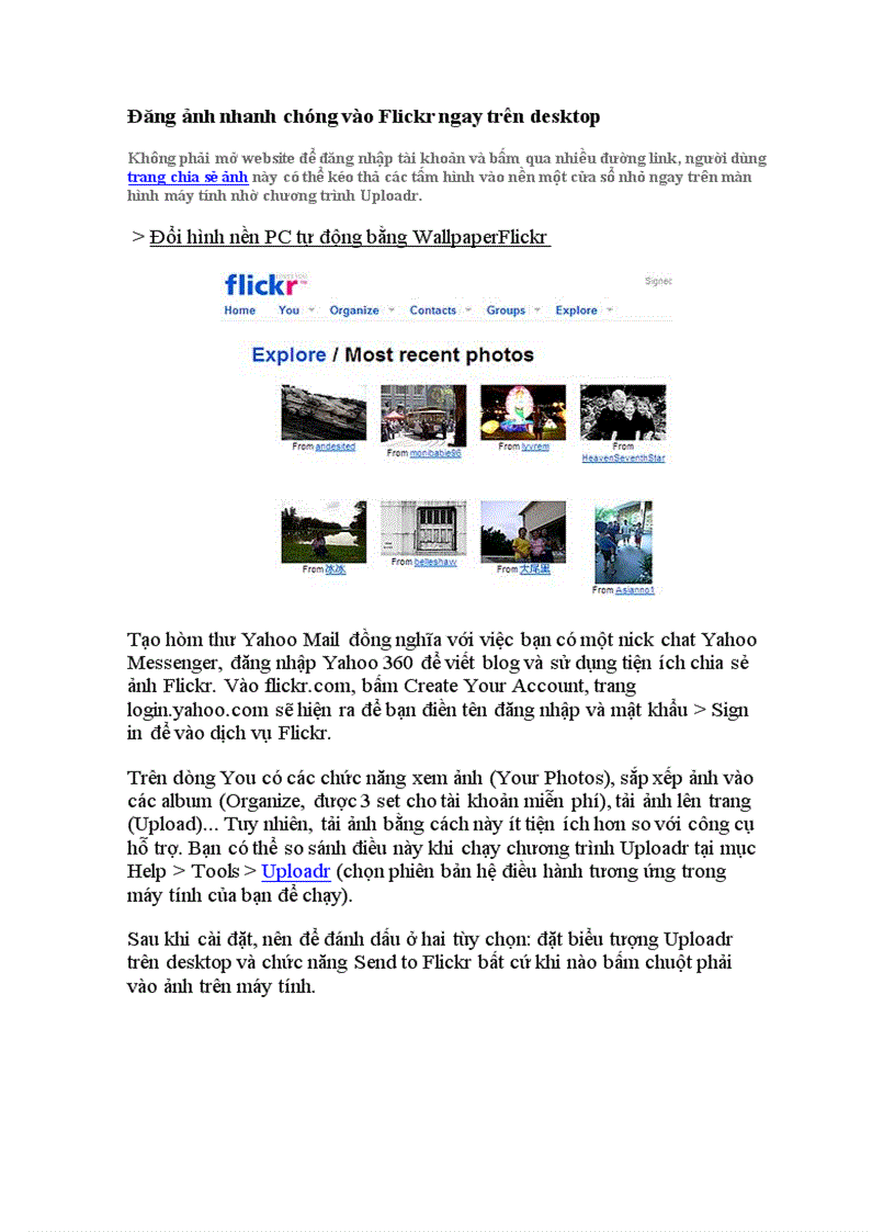 Đăng ảnh nhanh chóng vào Flickr ngay trên desktop