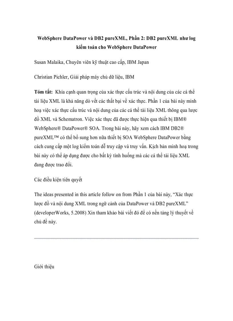 WebSphere DataPower và DB2 pureXML Phần 2