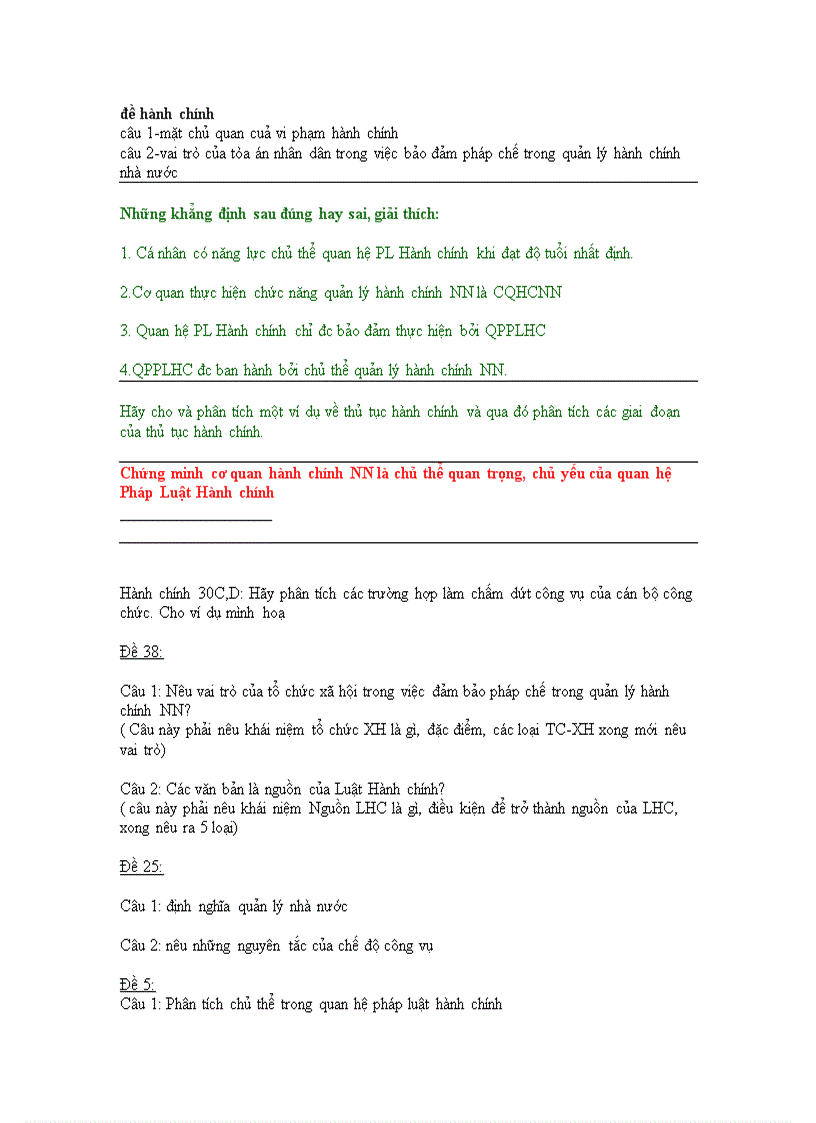 Đề thi vấn đáp môn luật hành chính trường đại học luật hà nội đề chép chính xác