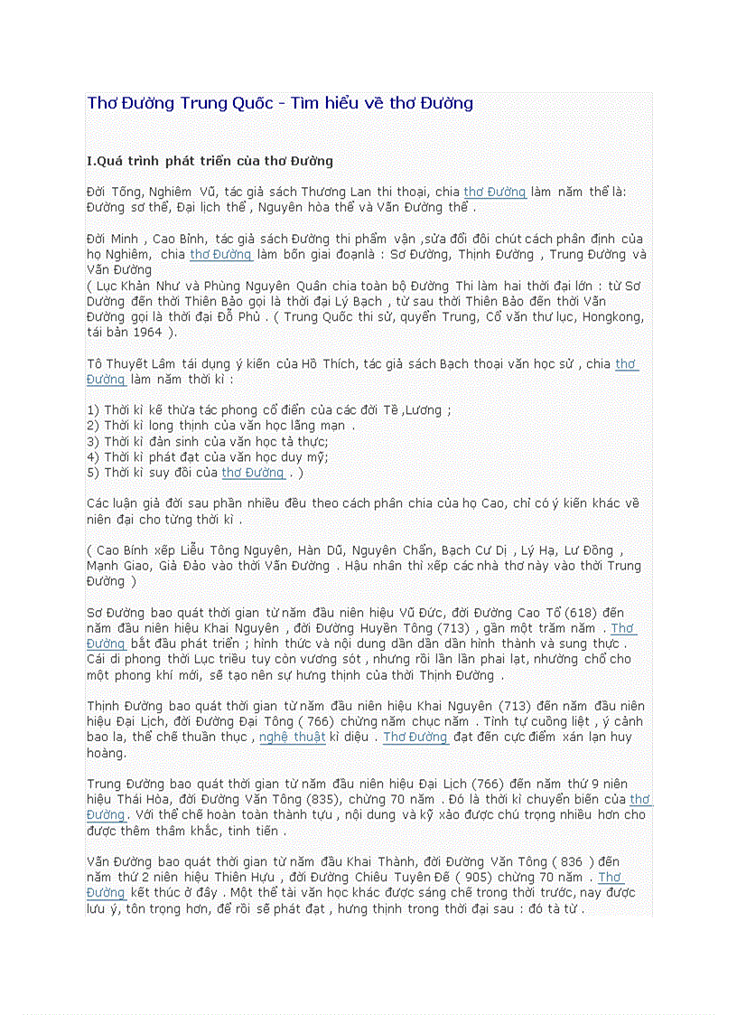 Thơ Đường Trung Quốc Tìm hiểu về thơ Đường