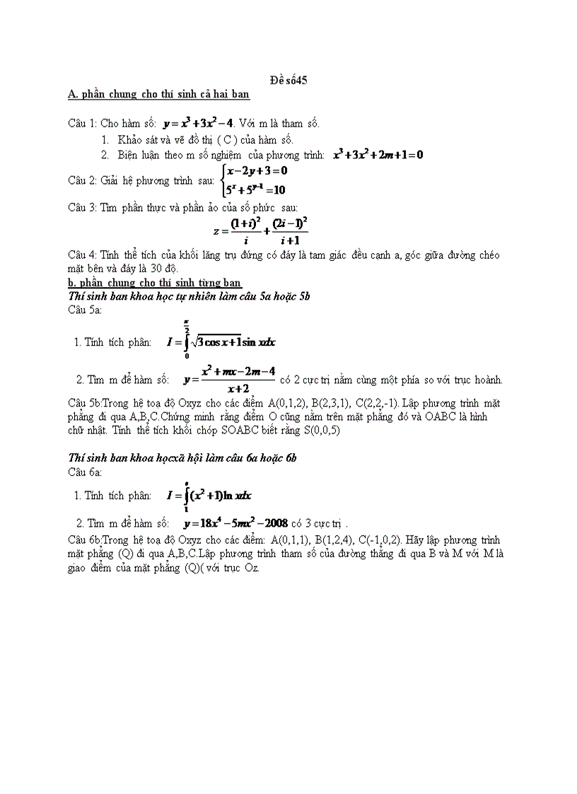Đề thi tốt nghiệp toán THPT 126