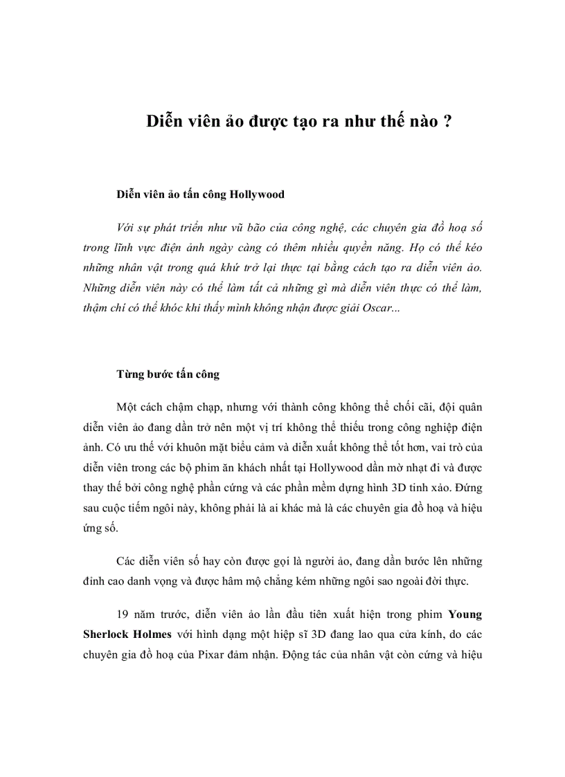 Diễn viên ảo được tạo ra như thế nào