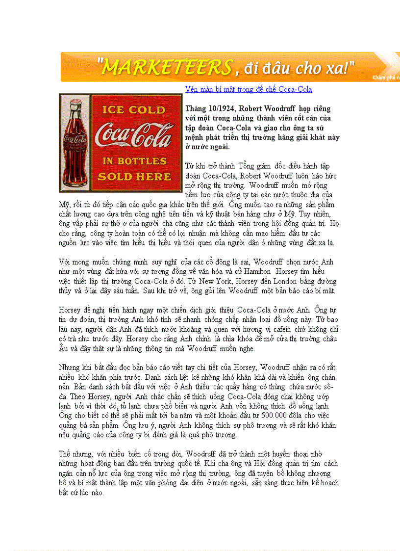 Vén màn bí mật trong đế chế Cocacola