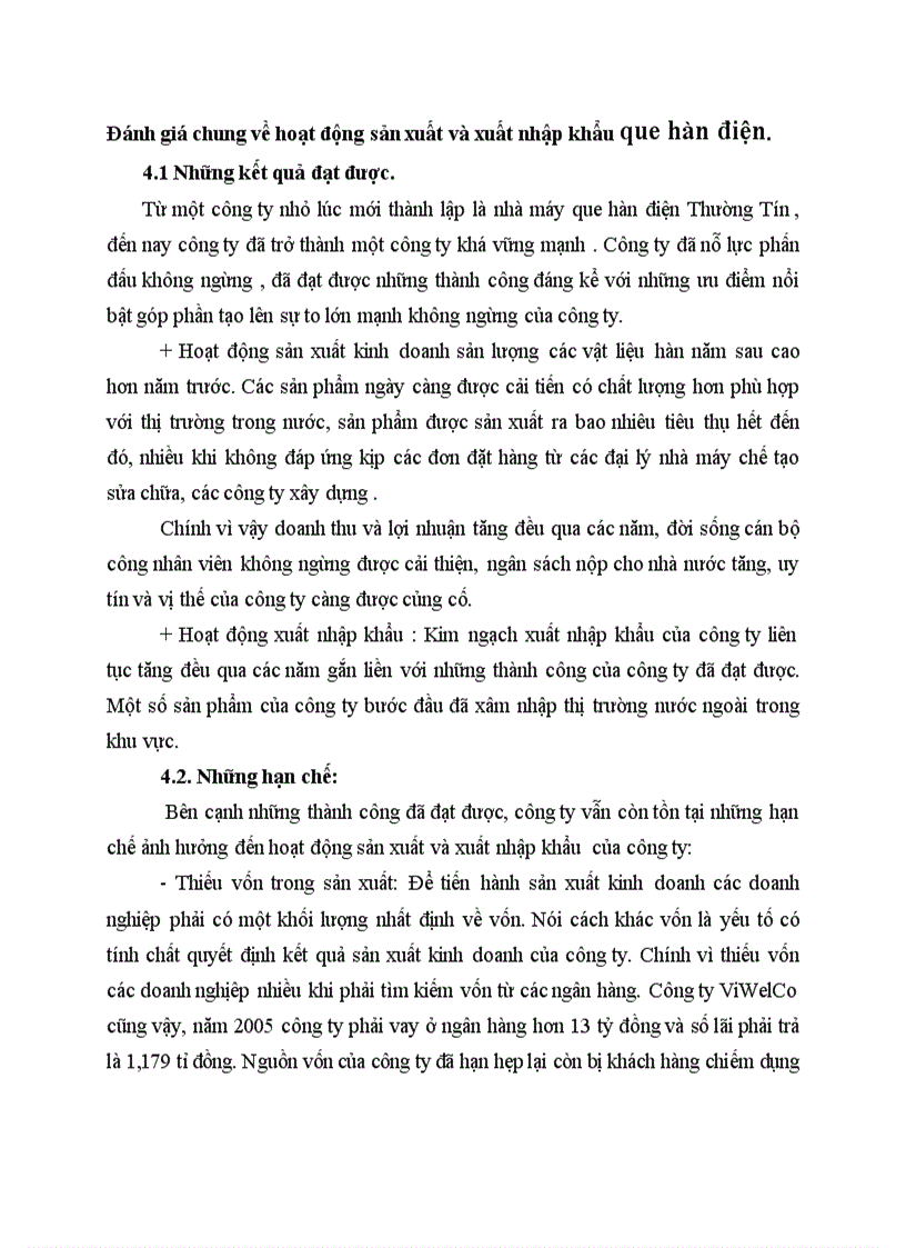 Đánh giá chung về hoạt động sản xuất và xuất nhập khẩu que hàn điện