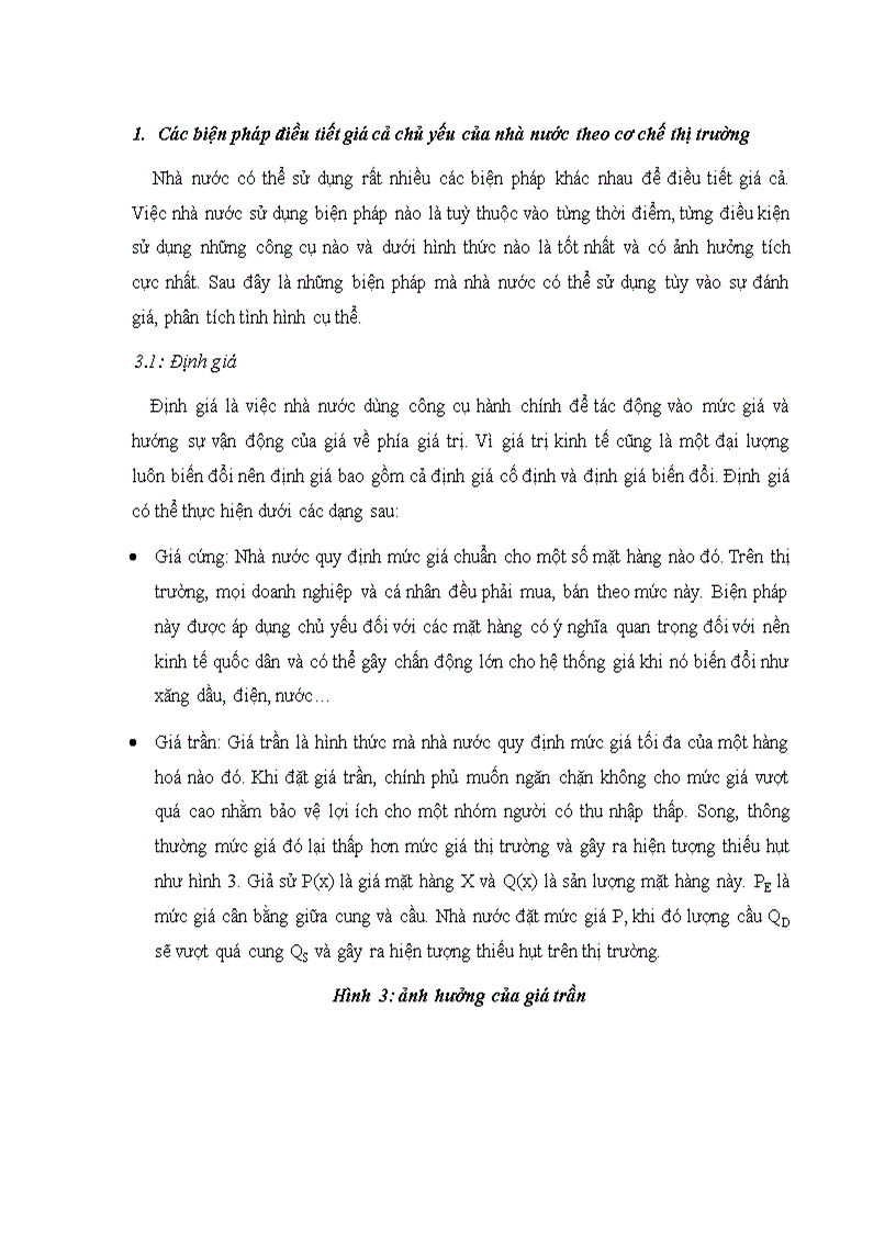 Các biện pháp điều tiết giá cả chủ yếu của nhà nước theo cơ chế thị trường