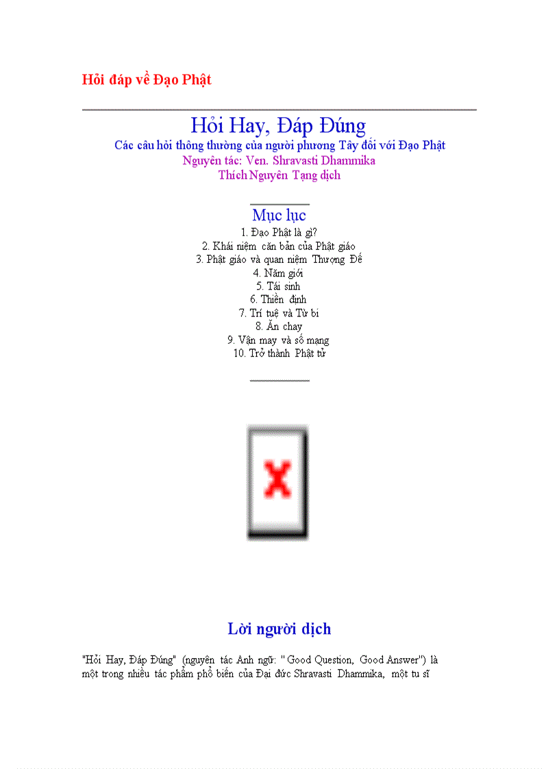 Hỏi đáp về Đạo Phật