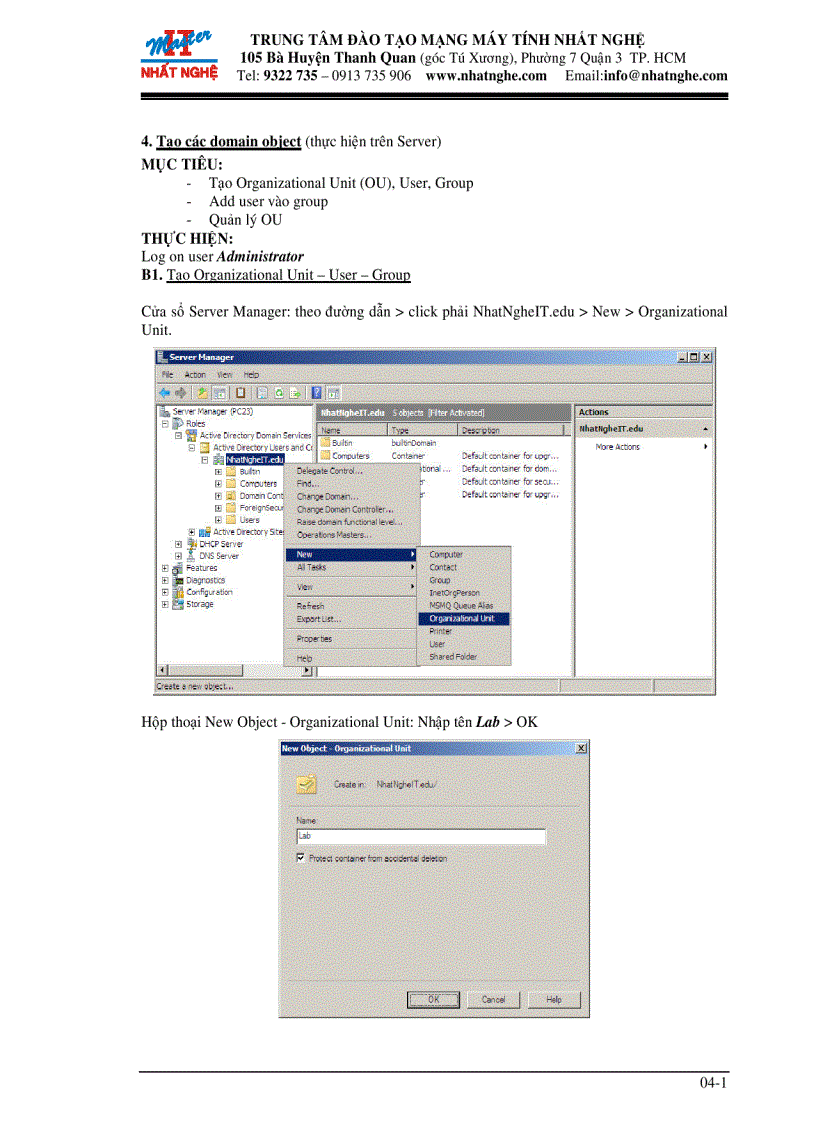 Tạo các domain object