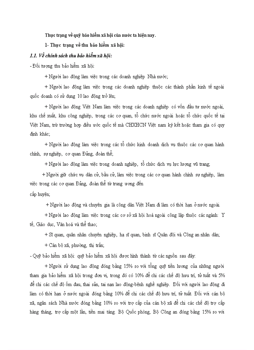 Thực trạng về quỹ bảo hiểm xã hội của nước ta hiện nay