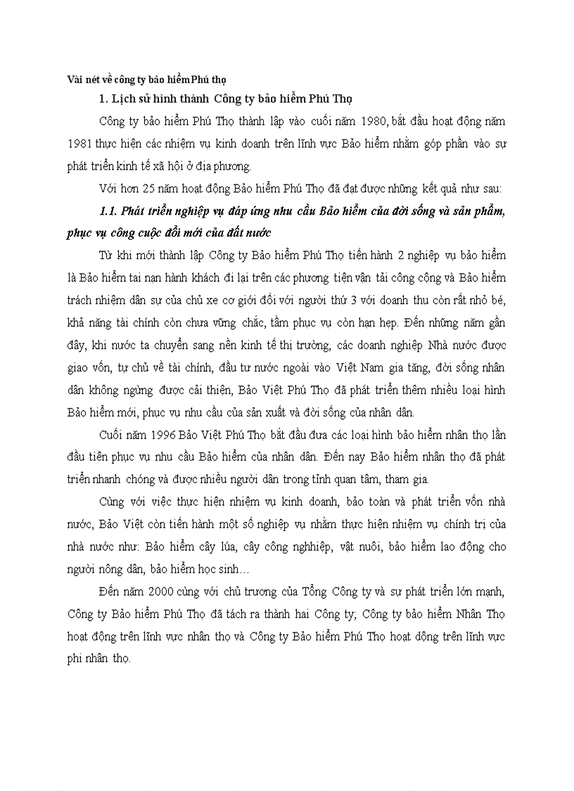 Vài nét về công ty bảo hiểm Phú thọ