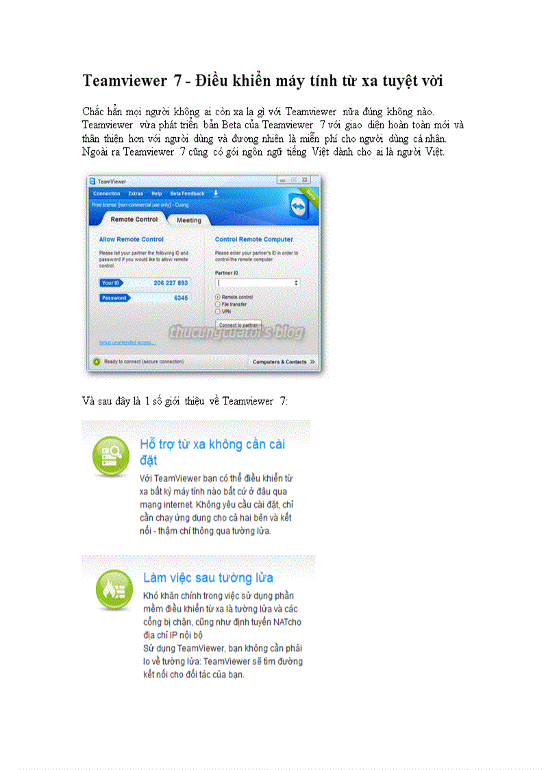 Teamviewer 7 Điều khiển máy tính từ xa tuyệt vời