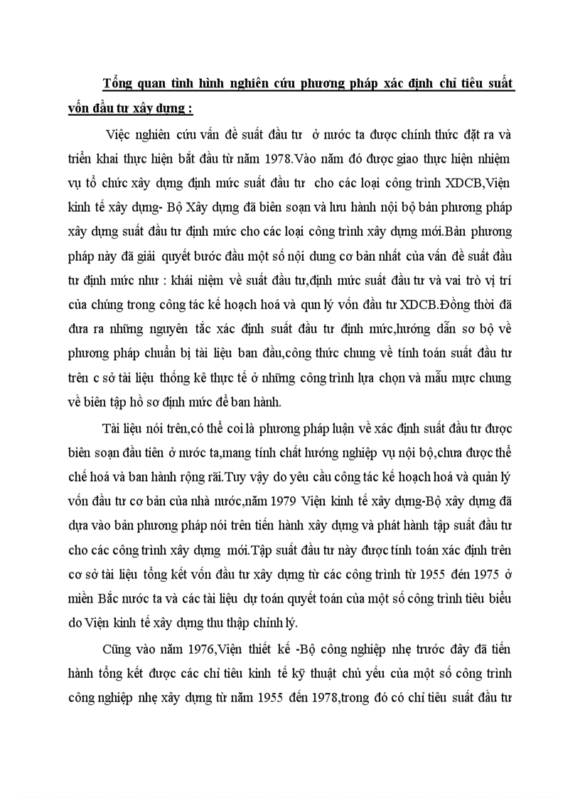 Tổng quan tình hình nghiên cứu phương pháp xác định chỉ tiêu suất vốn đầu tư xây dựng