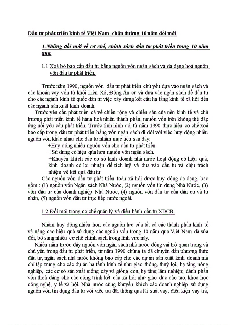 Đầu tư phát triển kinh tế Việt Nam chặn đường 10 năm đổi mới