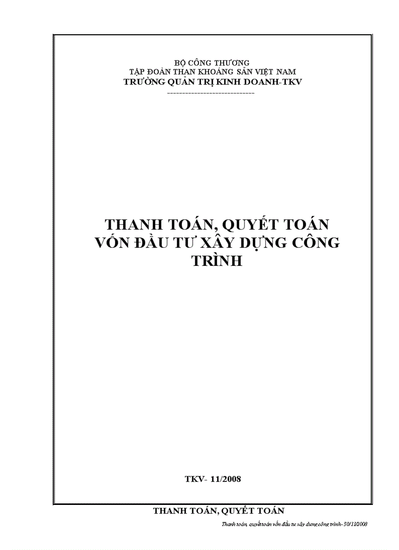 Giáo trình Thanh Toán Quyết toán vốn đầu tư xây dựng công trình