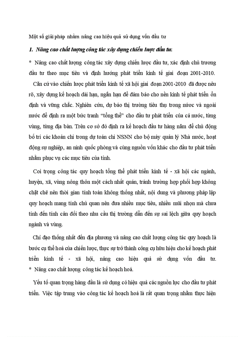 Một số giải pháp nhằm nâng cao hiệu quả sử dụng vốn đầu tư