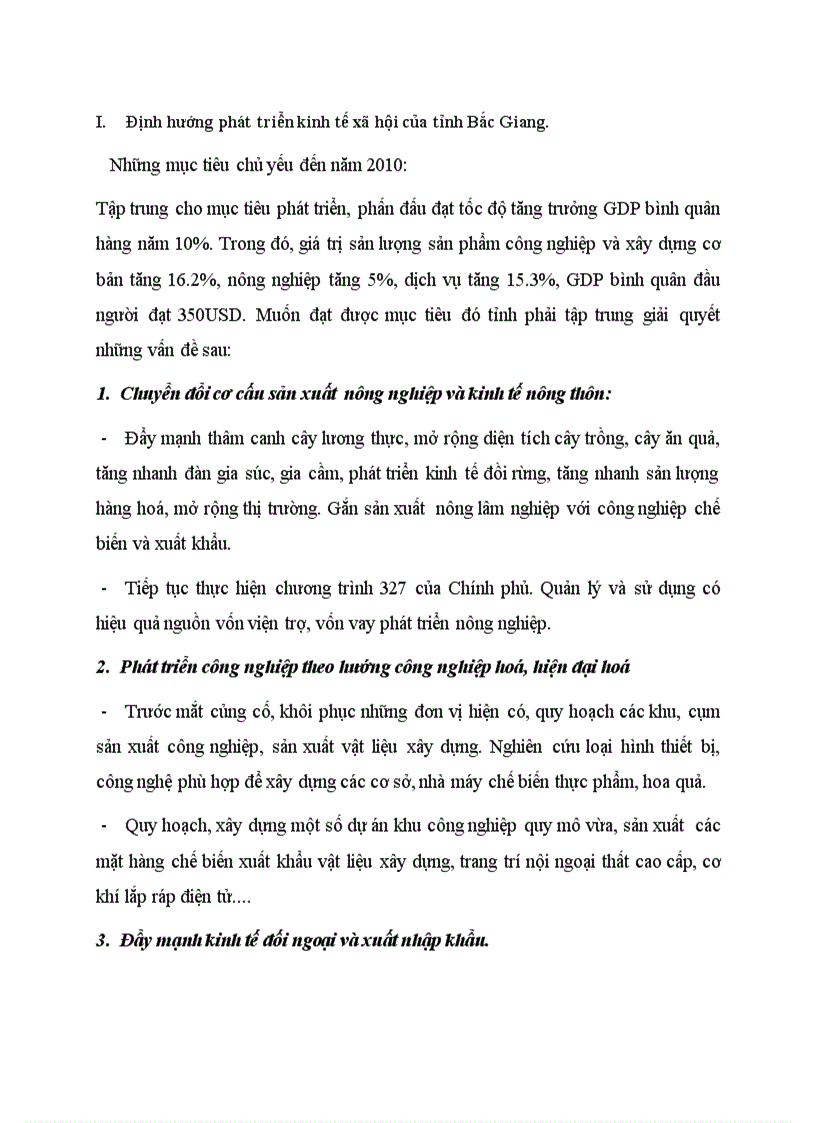 Định hướng phát triển kinh tế xã hội của tỉnh Bắc Giang