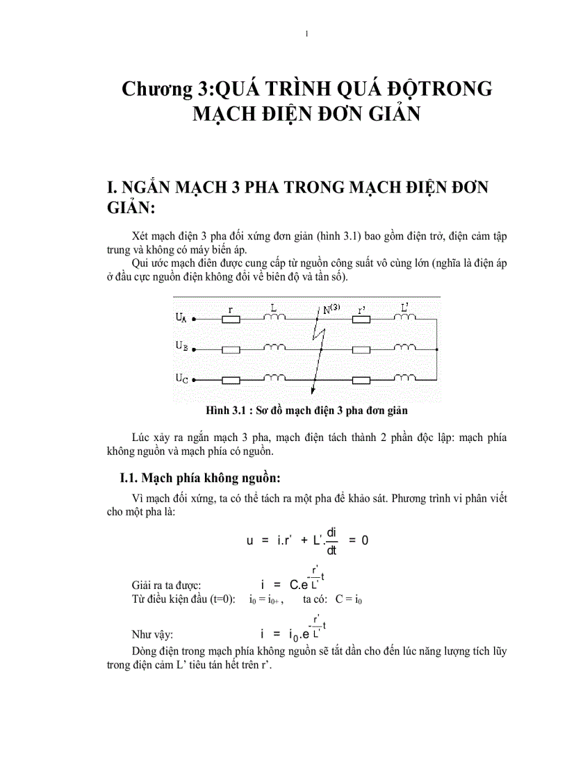 Quá trình quá độtrong mạch điện đơn giản