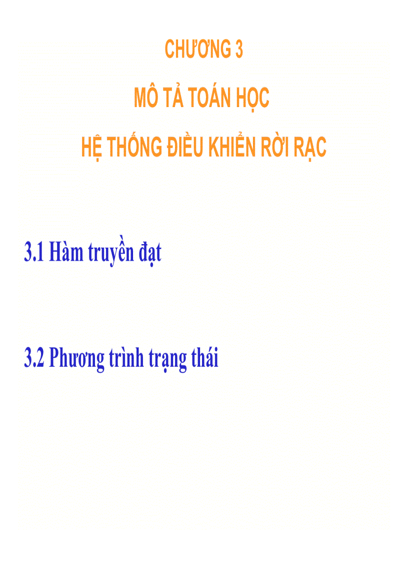 Mô tả toán học hệ thống điều khiển rời rạc