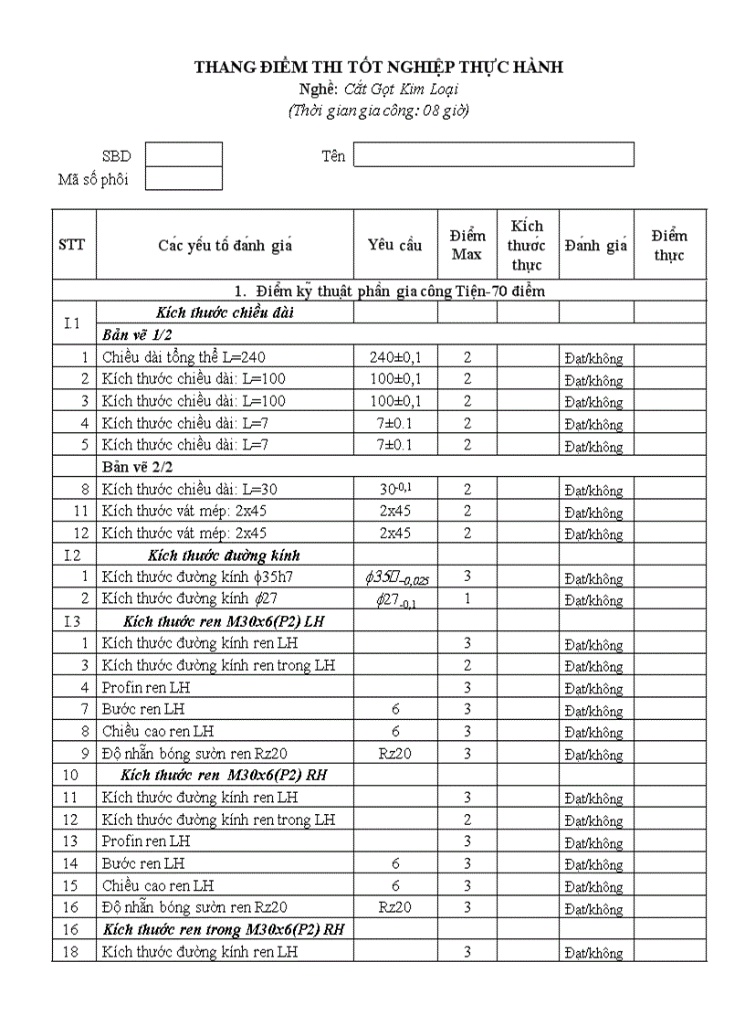 Đề thi cắt gọt kim loại 8 2