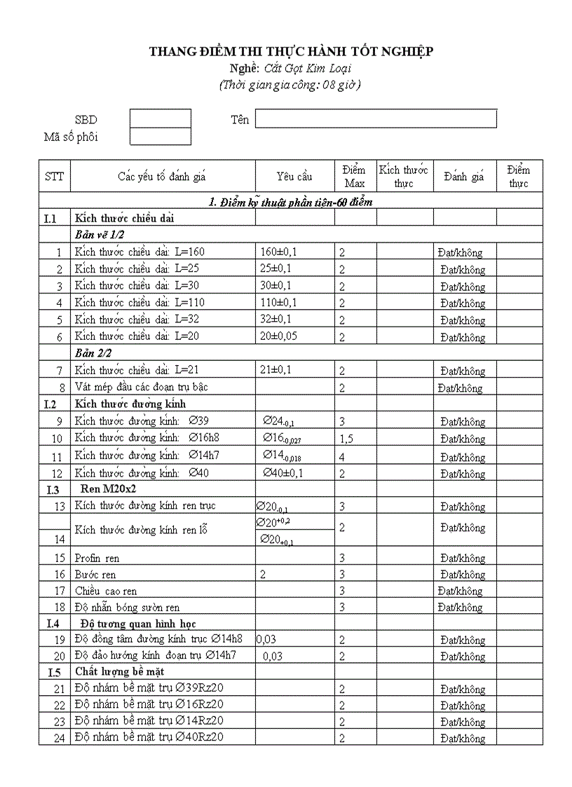 Đề thi cắt gọt kim loại 7 2