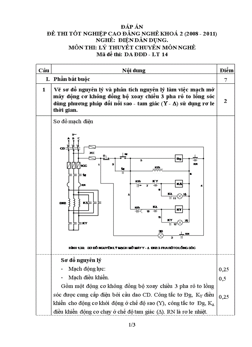 Đề thi tốt nghiệp cao đẳng nghề khóa 2 2008 2011 lý thuyết điện dân dụng lt14