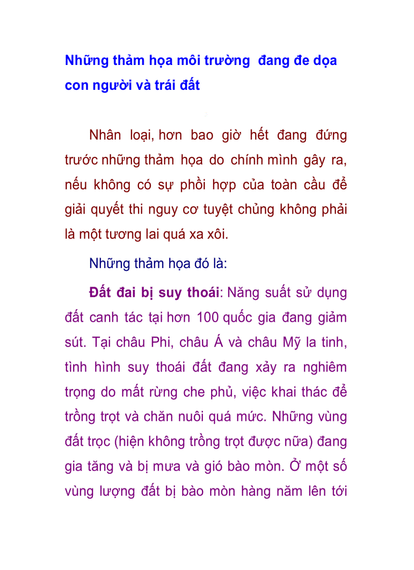 Những thảm họa môi trường đang đe dọa con người và trái đất