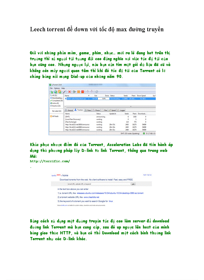 Leech torrent để down với tốc độ max đường truyền