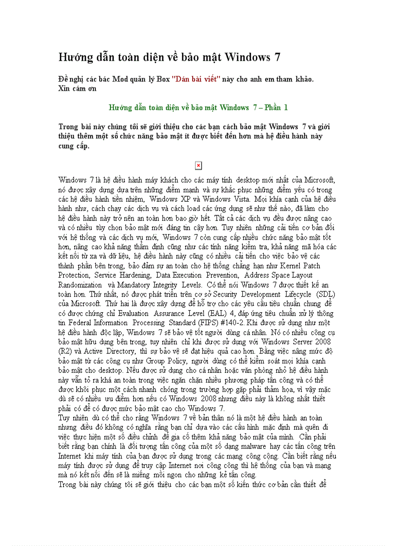 Hướng dẫn toàn diện về bảo mật Windows 7
