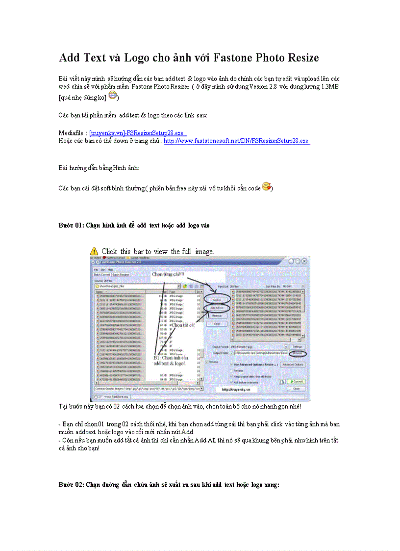 Add Text và Logo cho ảnh với Fastone Photo Resize