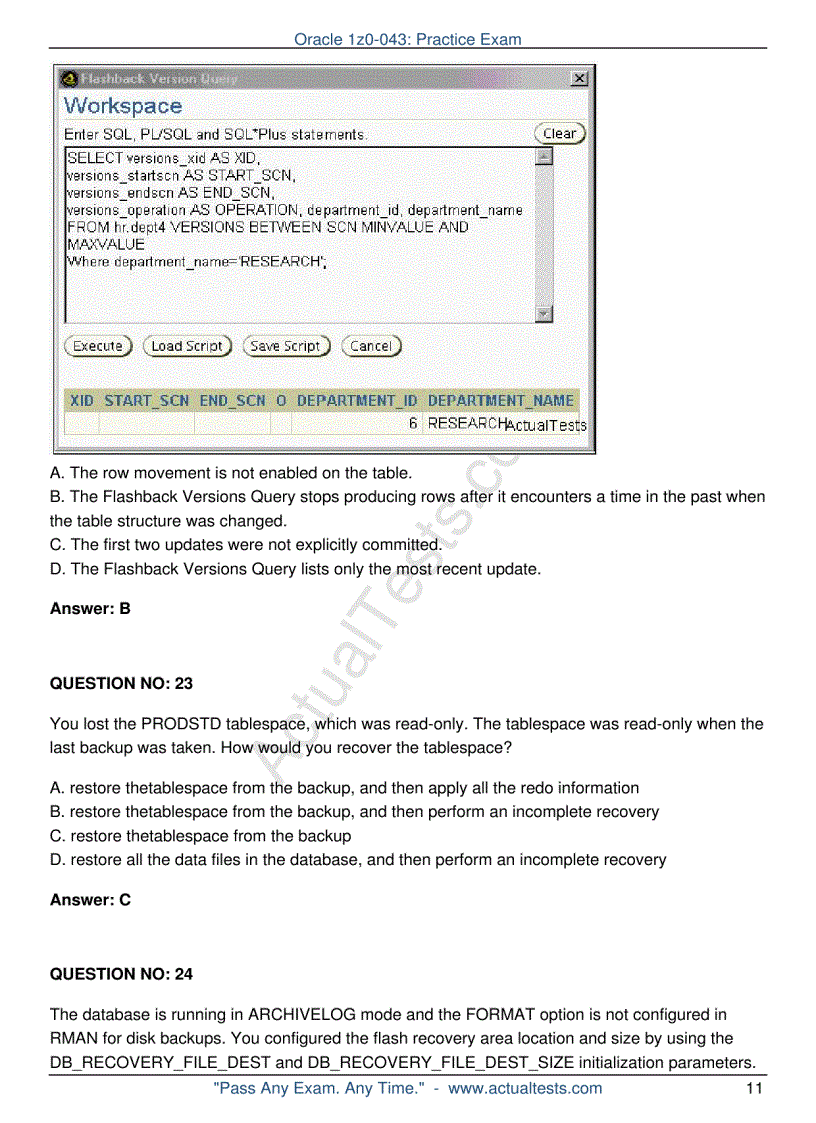 Oracle 1z0 043 Practice Exam