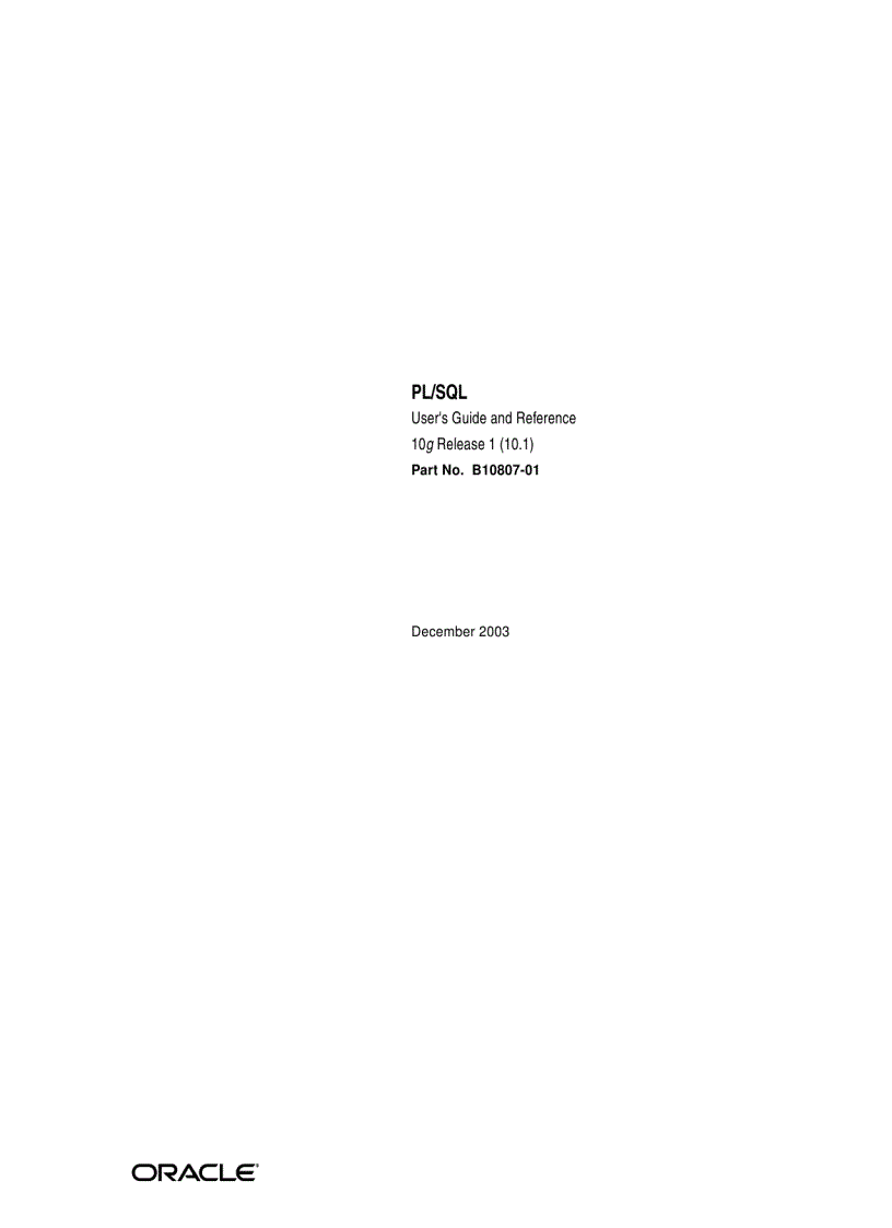 PL SQL User s Guide and Reference