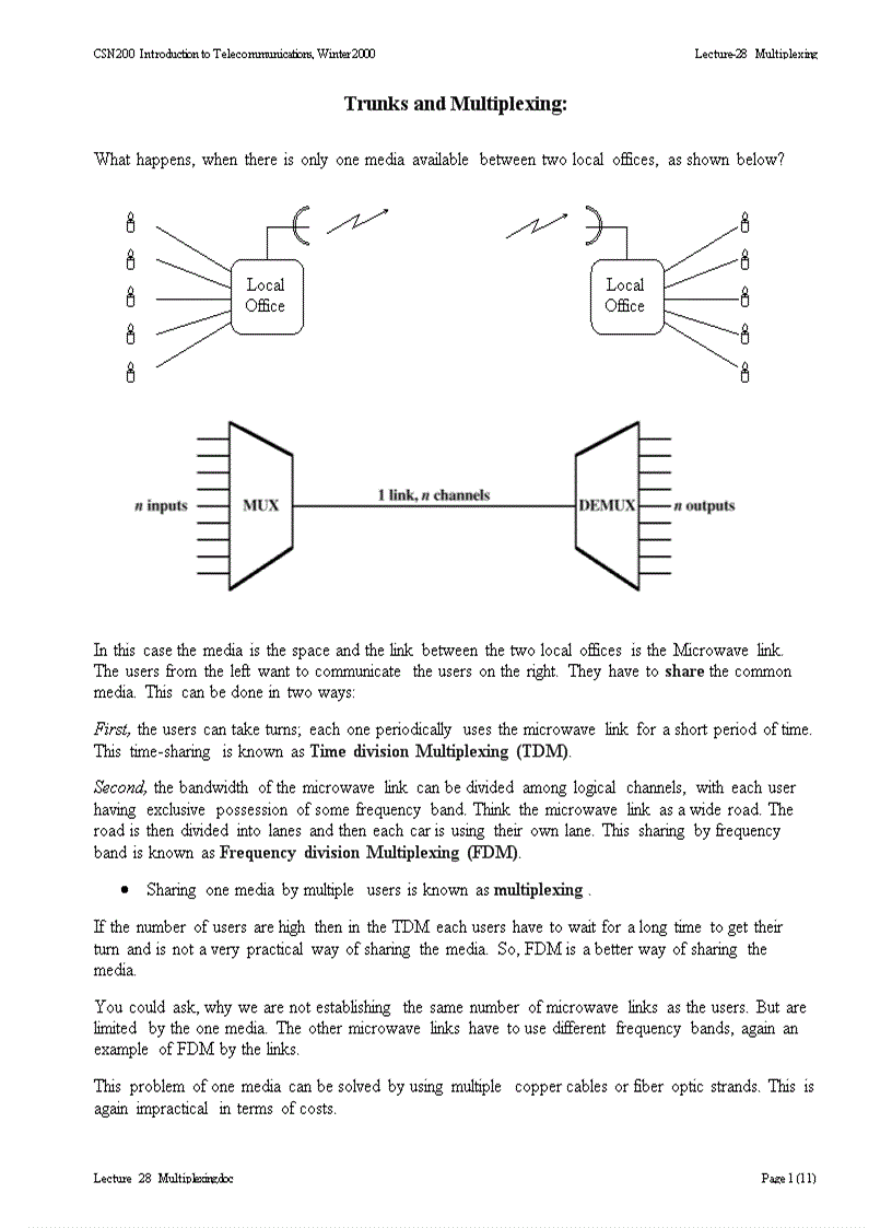 Trunks and Multiplexing