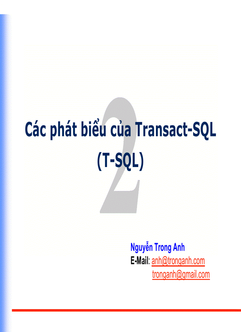 Các phát biểu của Transact SQL T SQL