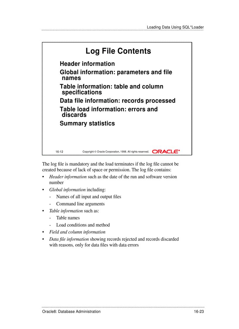 Loading Data Using SQL Loader