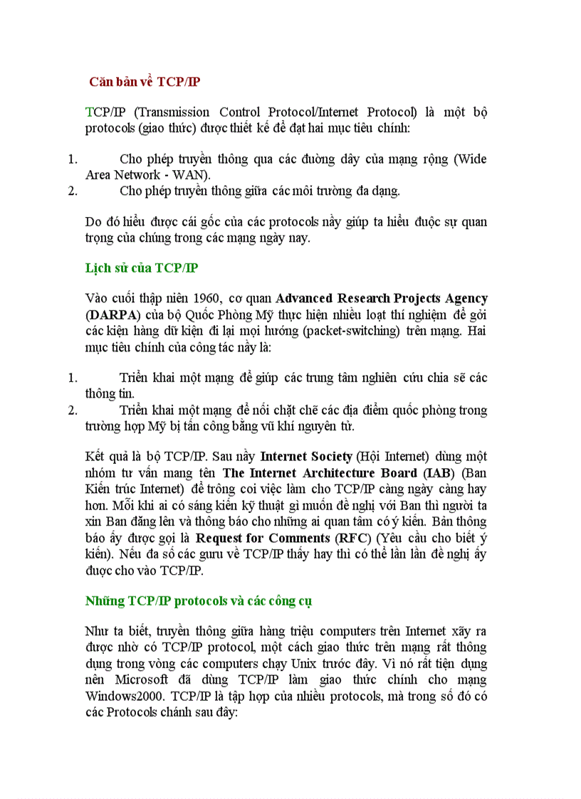 Căn bản về TCP IP