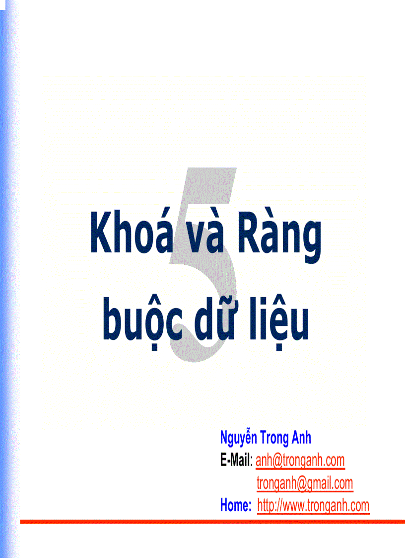 Khoá và Ràng buộc dữ liệu