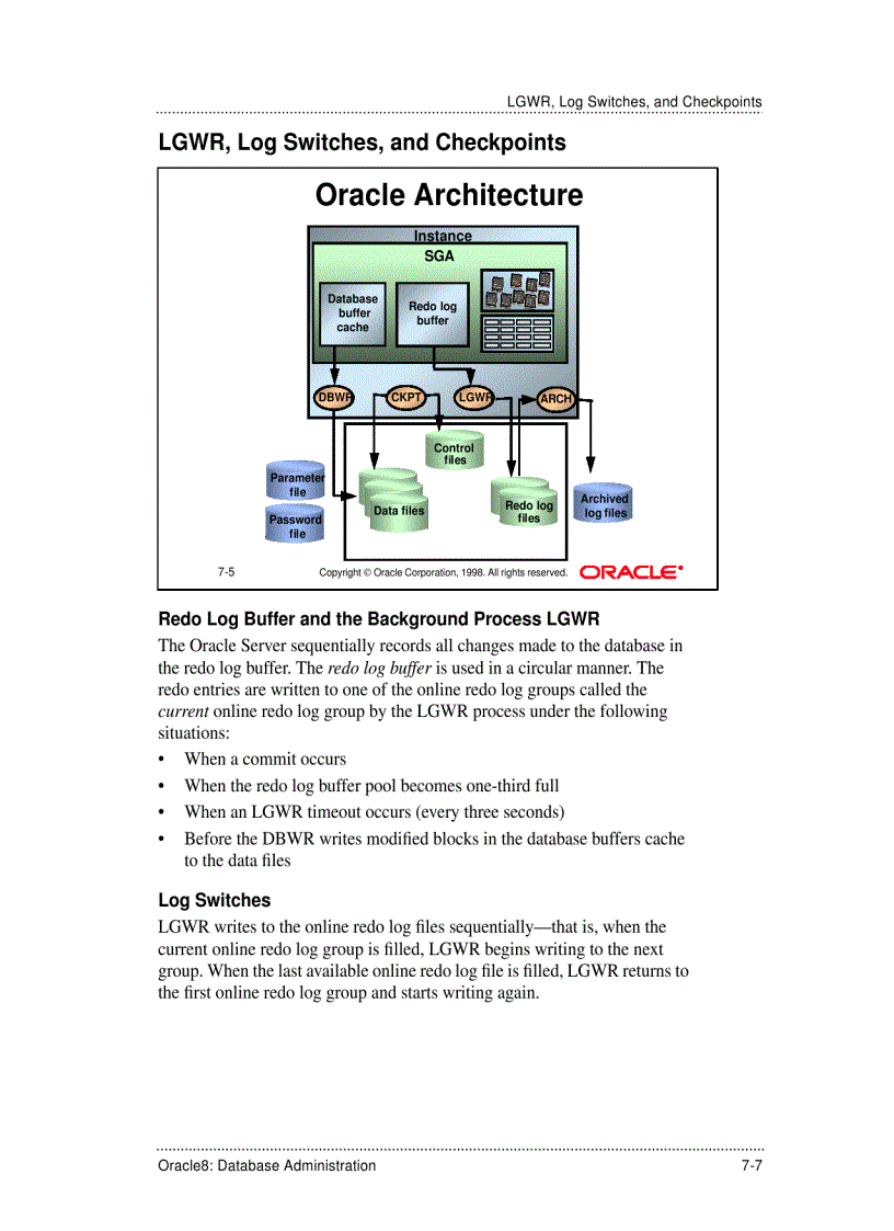 LGWR Log Switches and Checkpoints