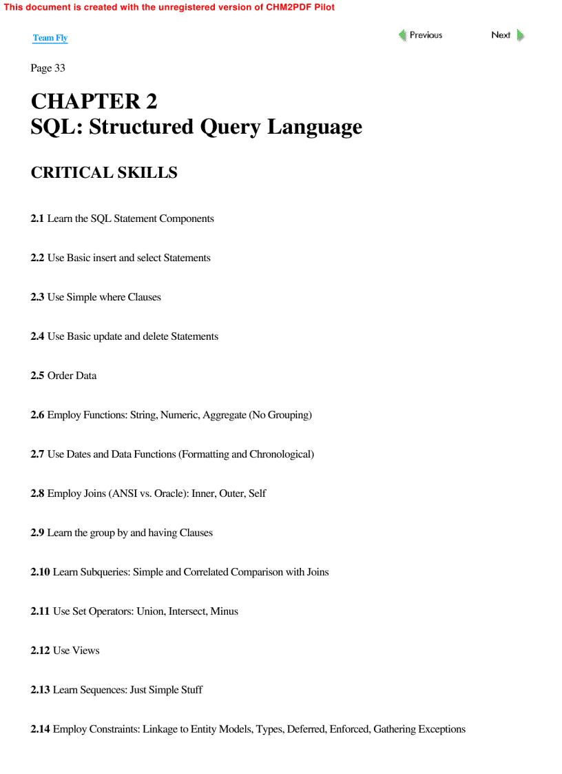 SQL Structured Query Language