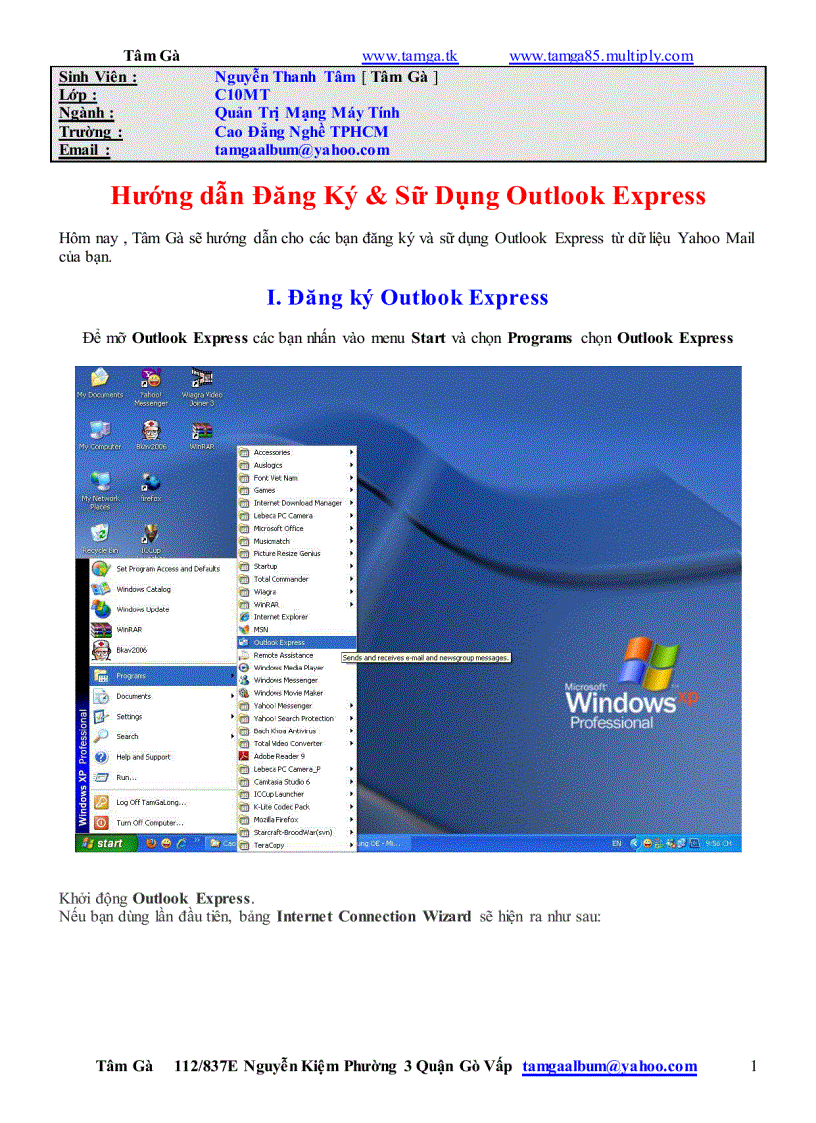 Hướng dẫn Đăng Ký Sữ Dụng Outlook Express