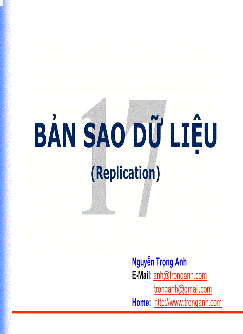 BẢN SAO DỮ LIỆU Replication