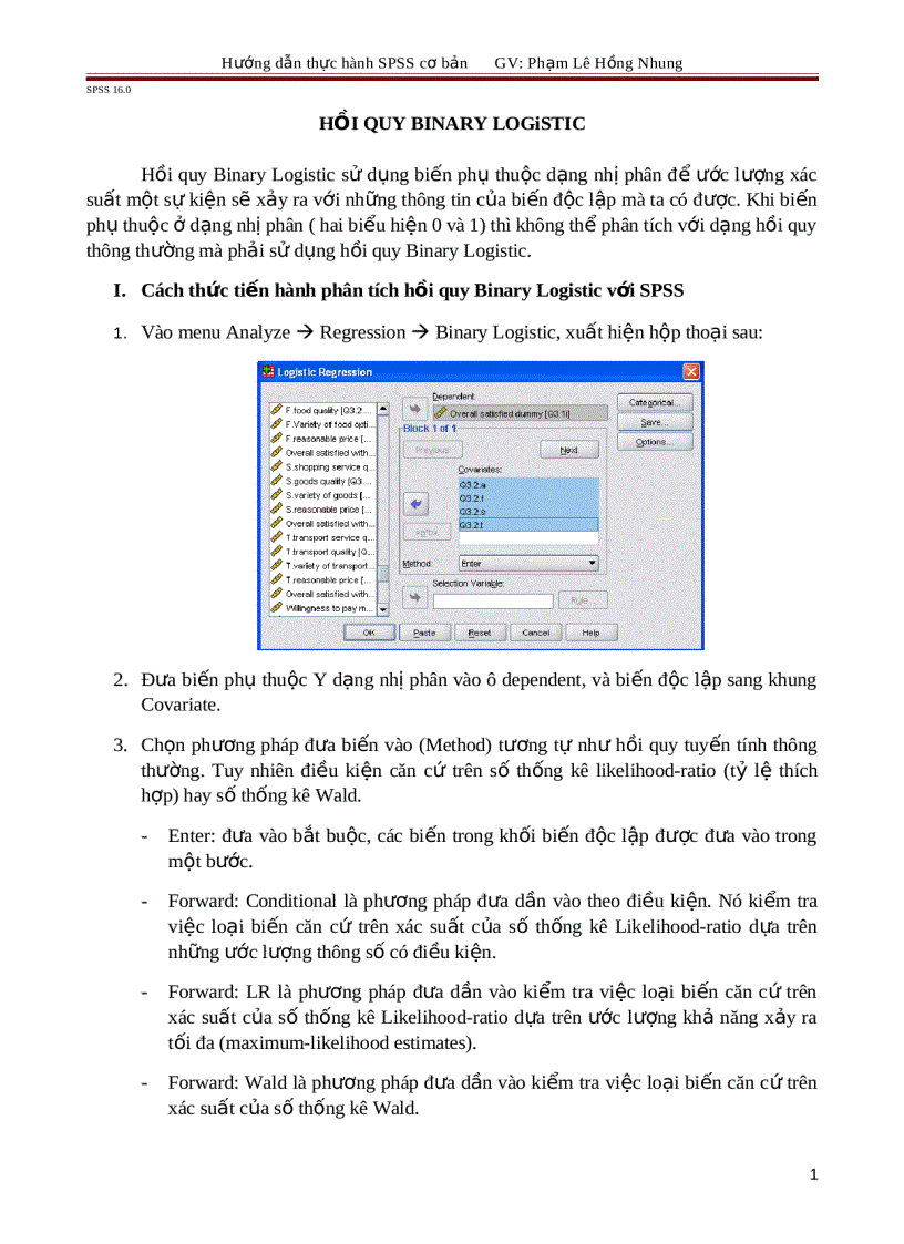 HỒI QUY BINARY LOGiSTIC