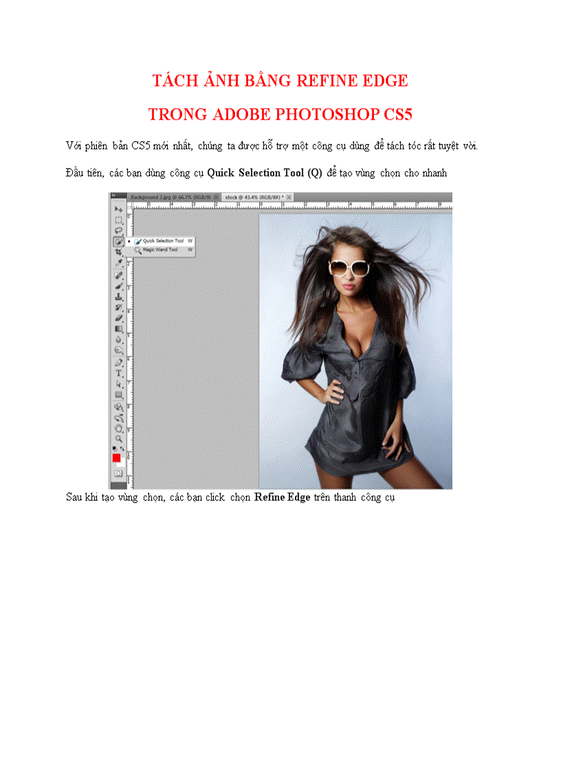 Tách ảnh bằng refine edge trong adobe photoshop cs5