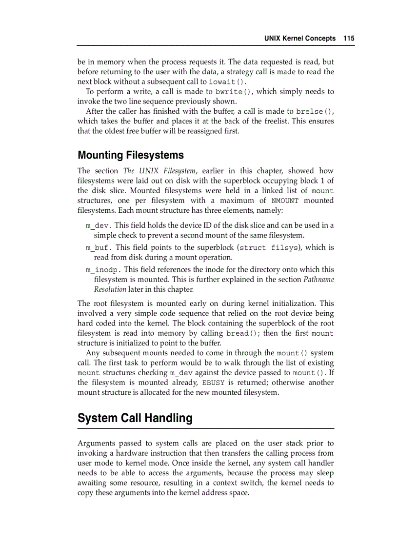 UNIX Kernel Concepts