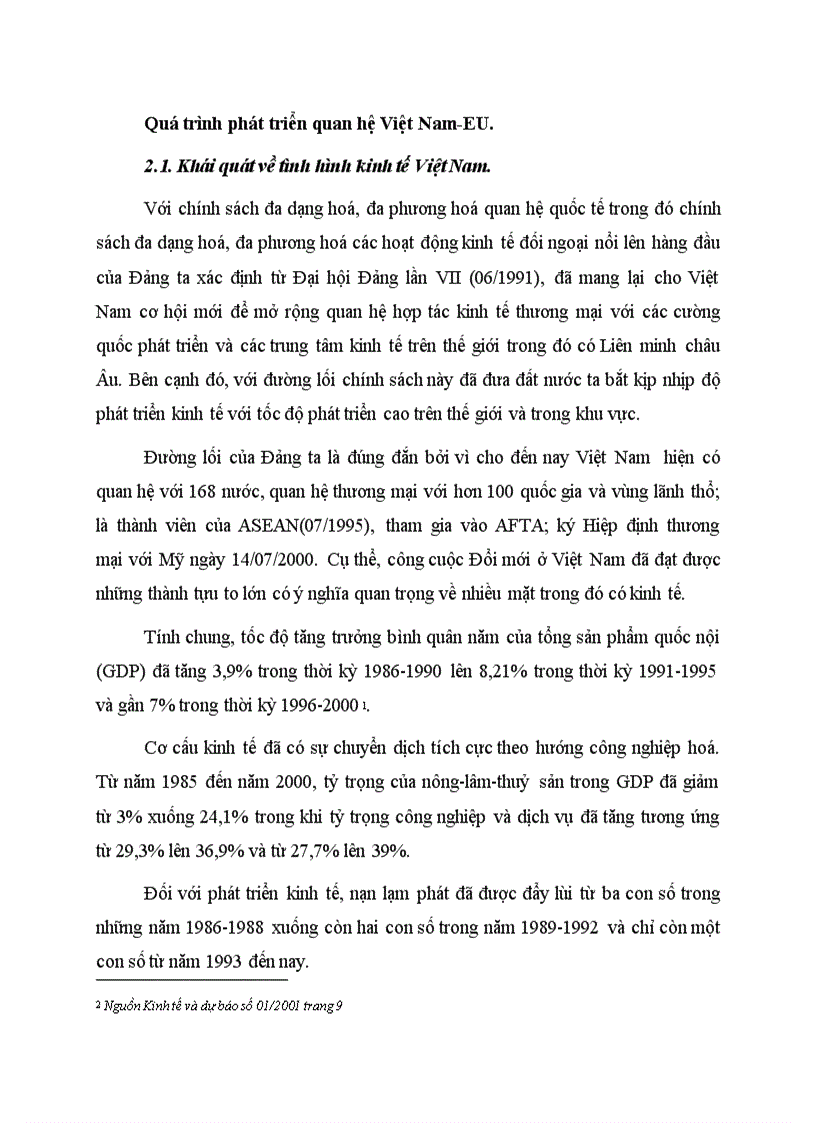Quá trình phát triển quan hệ Việt Nam EU