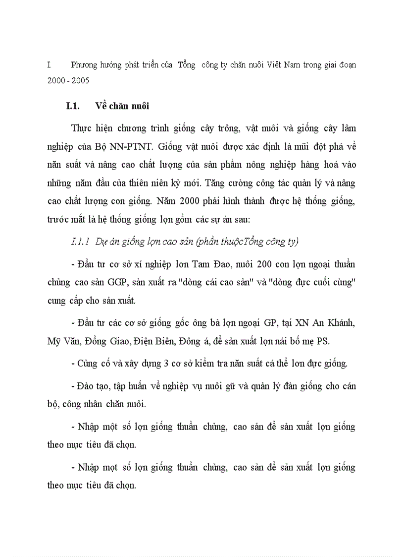 Phương hướng phát triển của Tổng công ty chăn nuôi Việt Nam trong giai đoạn 2000 2005