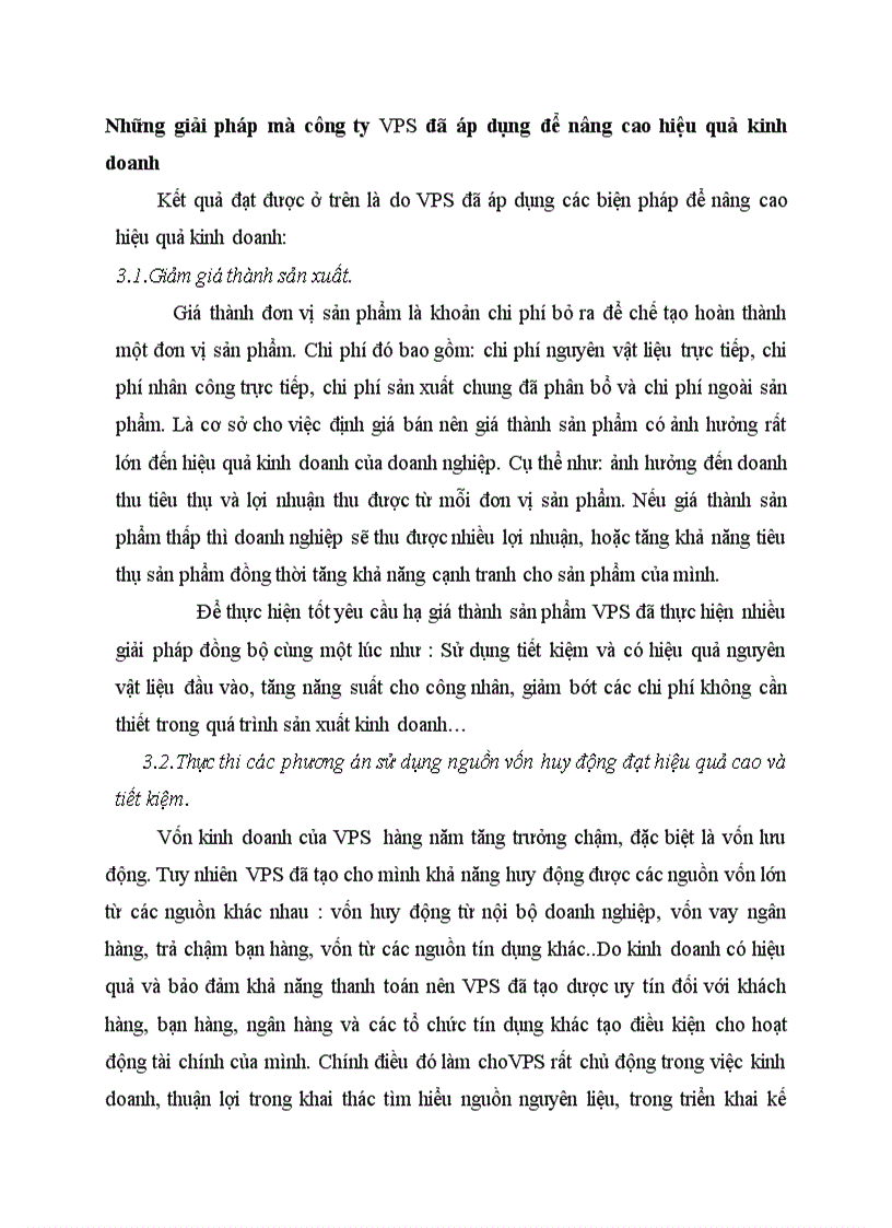 Những giải pháp mà công ty VPS đã áp dụng để nâng cao hiệu quả kinh doanh