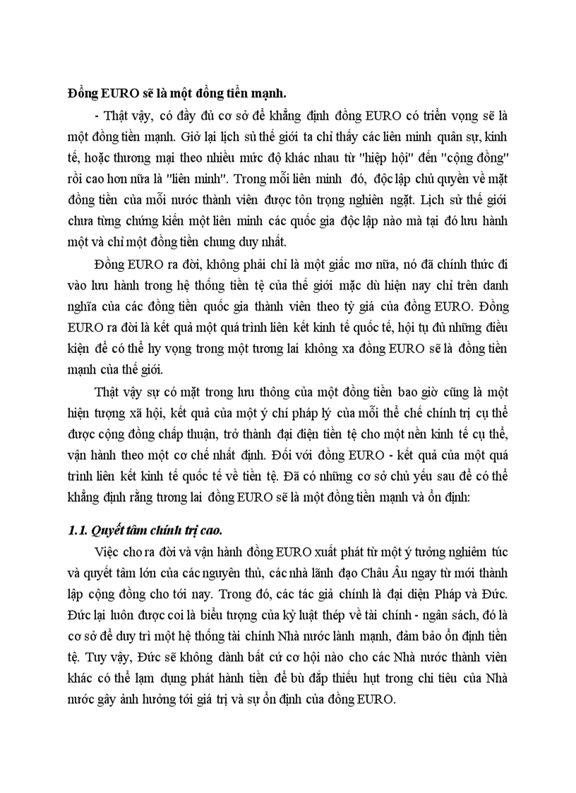 Đồng EURO sẽ là một đồng tiền mạnh