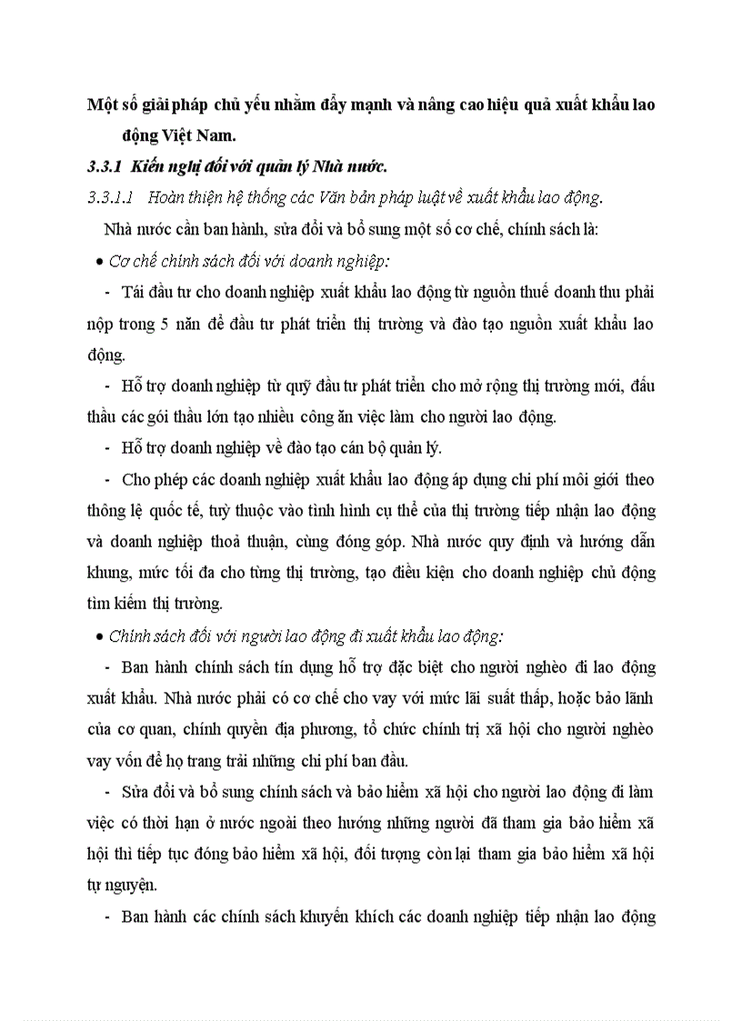 Một số giải pháp chủ yếu nhằm đẩy mạnh và nâng cao hiệu quả xuất khẩu lao động Việt Nam